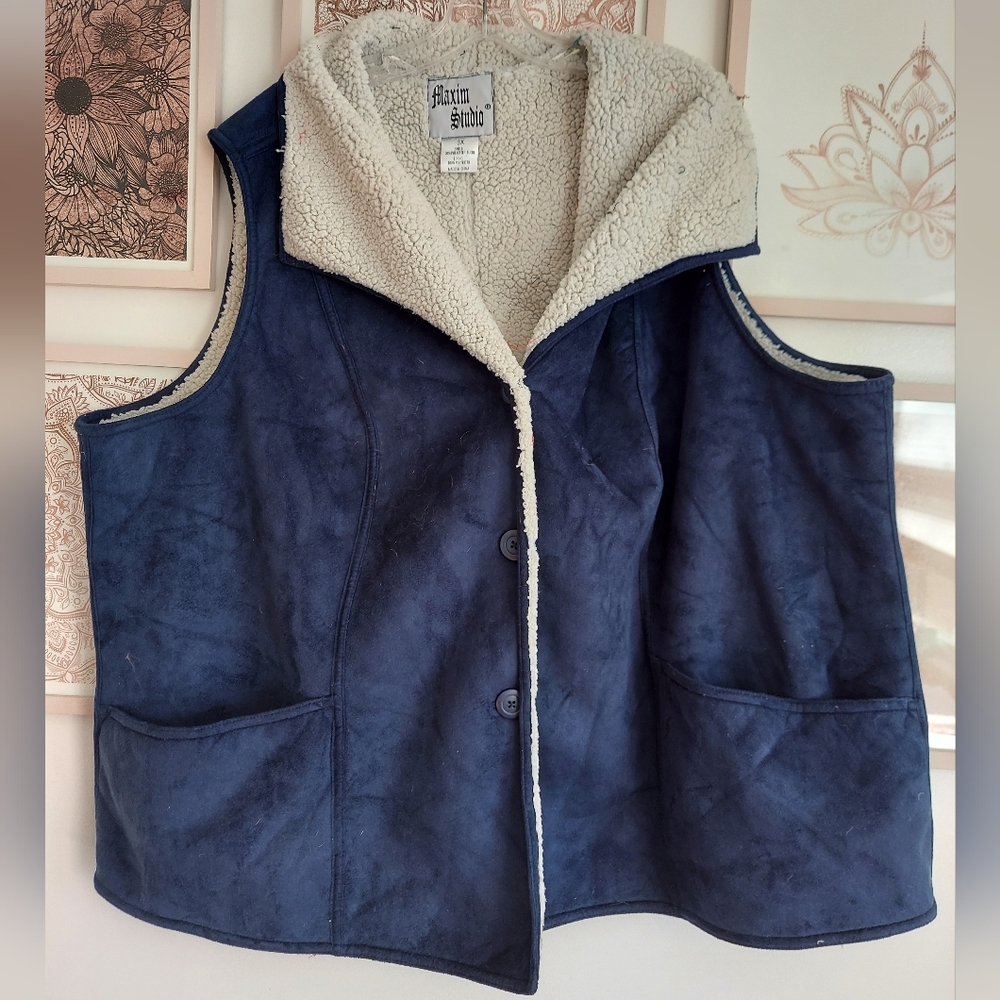 🆕 ⭐️5/$30-NWT blue sherpa and faux suede, 3xl - Picture 7 of 8